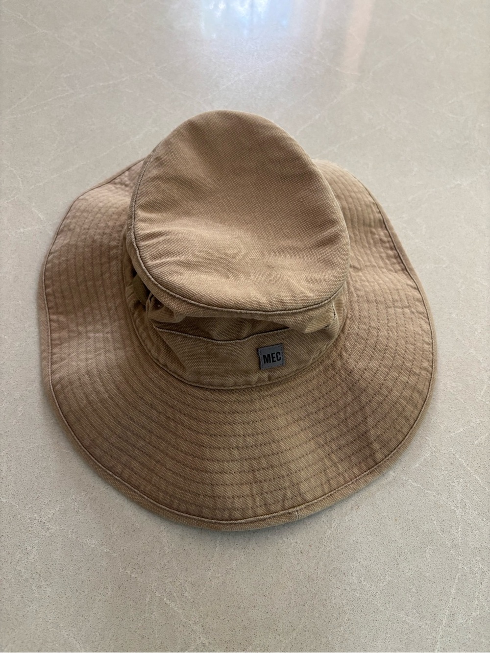 MEC Vintage Wide Brim Sun Hat 100% Organic Cotton Canvas Khaki Beige Large